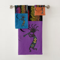 Colorful Southwestern Kokopelli Bath Towel Set