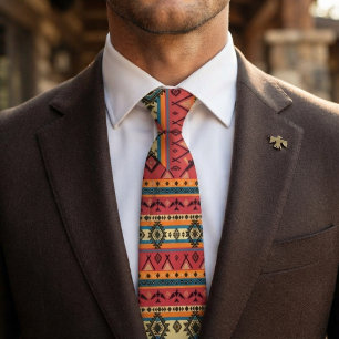 Colorful Southwestern Native American Pattern Neck Tie