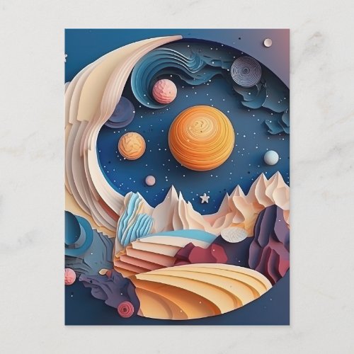 Colorful Space 3D Effect Background Postcard