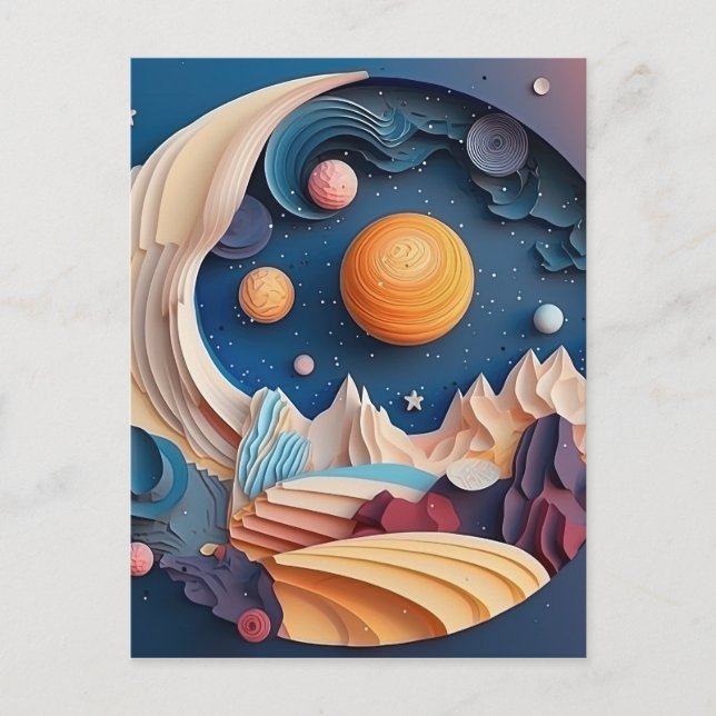 Colorful Space 3D Effect Background Postcard (Front)
