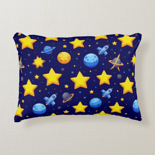 Colorful Space Adventure Accent Pillow (Front)