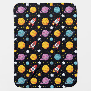 Colorful Space Adventure Baby Blanket