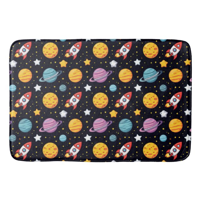 Colorful Space Adventure Bath Mat (Front)