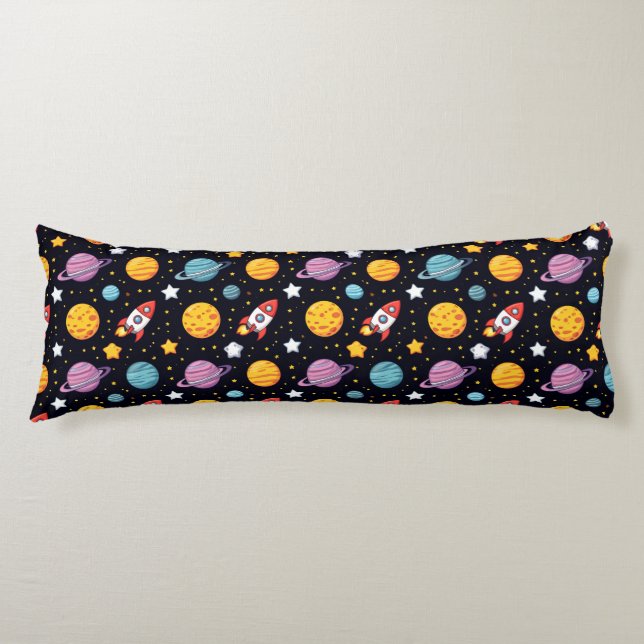 Colorful Space Adventure Body Pillow (Front)