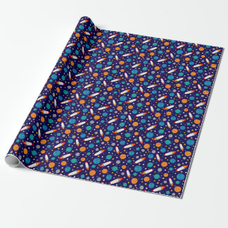 Colorful Space Adventure Kids Pattern – Rockets, P Wrapping Paper