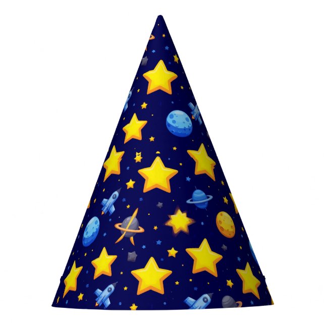 Colorful Space Adventure Party Hat (Front)