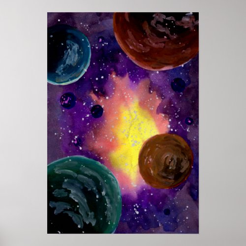 Colorful Space and Planets Poster