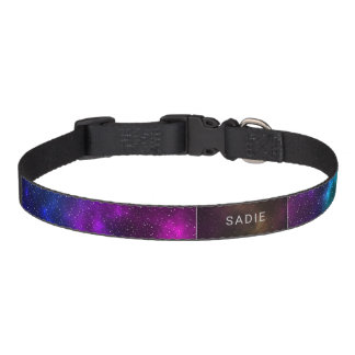 Colorful Space Background With Custom Pet Name Pet Collar