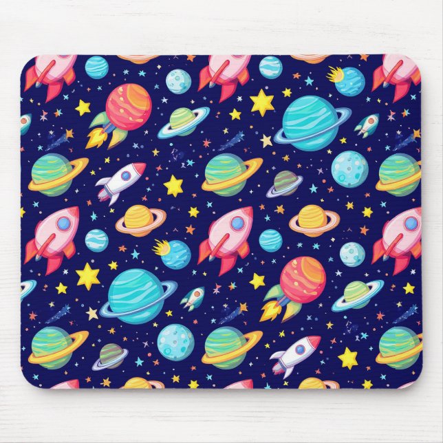Colorful Space Cartoon Pattern Mouse Pad (Front)