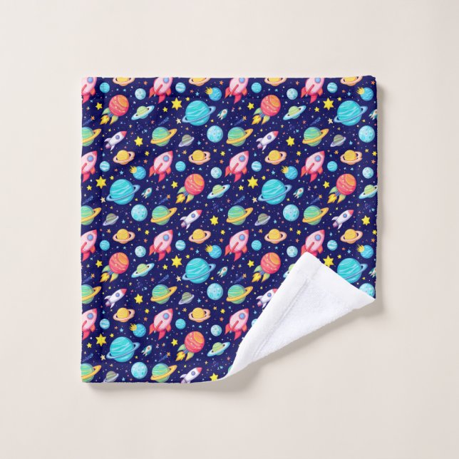 Colorful Space Cartoon Pattern Wash Cloth (Wash Cloth)