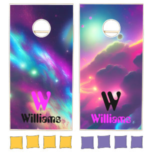Colorful Space Cosmic Universe Personalized Cornhole Set