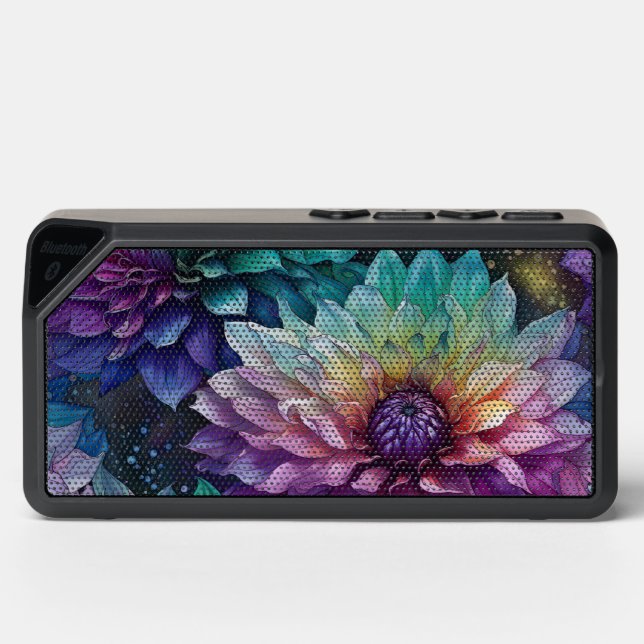 Colorful Space Dahlia Flower Bluetooth Speaker (Front)