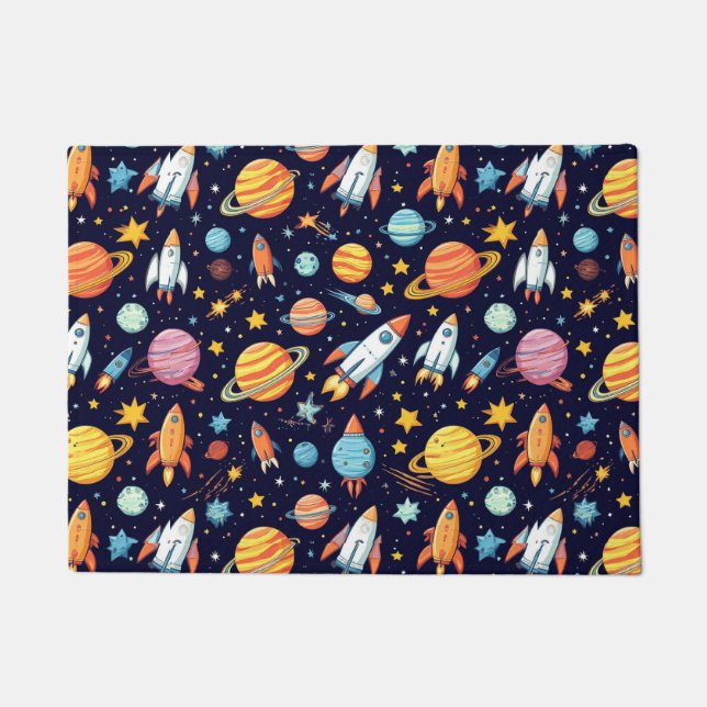 Colorful Space Exploration Pattern Doormat (Front)