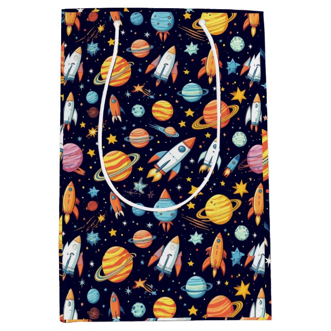 Colorful Space Exploration Pattern Medium Gift Bag (Front)