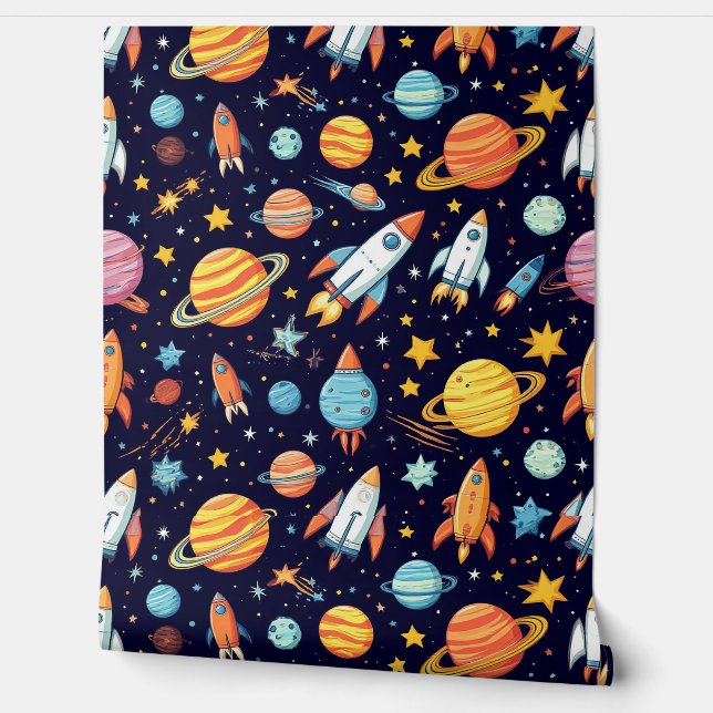 Colorful Space Exploration Pattern Wallpaper (Unrolling)
