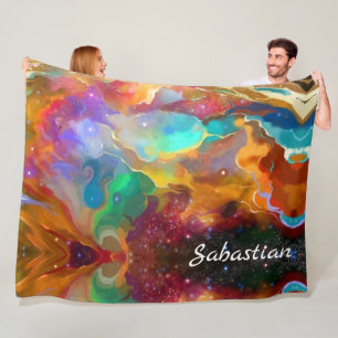 Colorful Space Galaxy Nebula Personalized Fleece Blanket