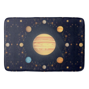 Colorful Space Illustration Bath Mat