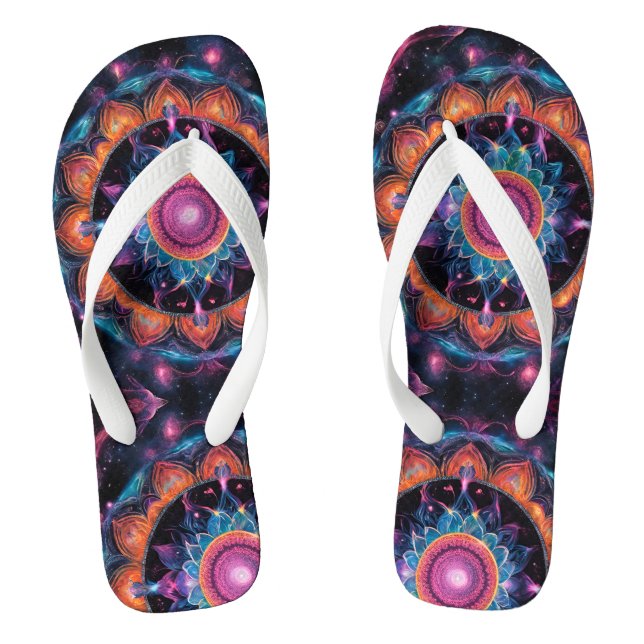 Colorful Space Mandala Flip Flops (Footbed)