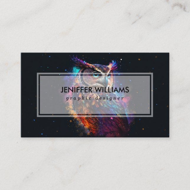 Colorful Space Owl                                 Business Card (Front)