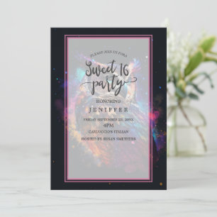 Colorful Space Owl                                 Invitation