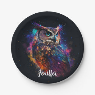Colorful Space Owl                                 Paper Plates