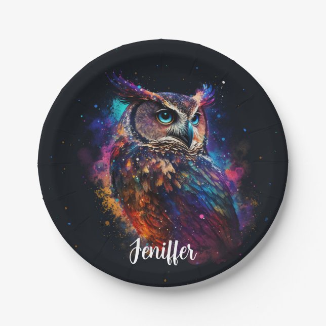Colorful Space Owl                                 Paper Plates (Front)