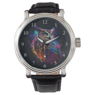 Colorful Space Owl Watch