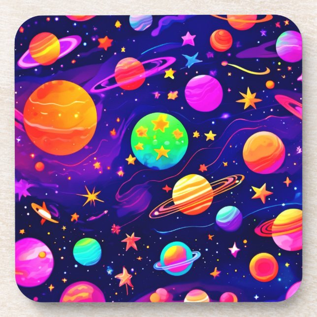 Colorful Space Pattern Beverage Coaster (Front)