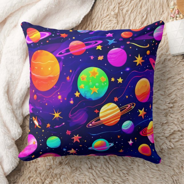 Colorful Space Pattern Throw Pillow (Blanket)