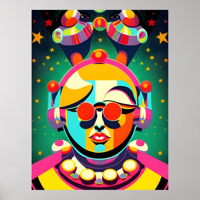 Colorful Space Person Pop Art Poster (Front)