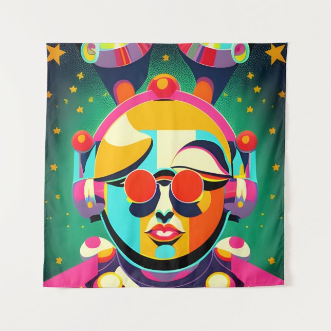Colorful Space Person Pop Art Tapestry (Front)