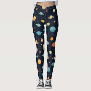 Colorful Space Planet Pattern Leggings