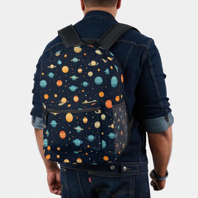 Colorful Space Planet Pattern Printed Backpack (Insitu (Model))