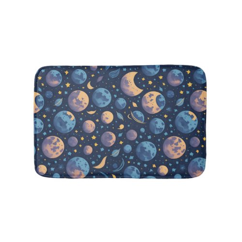 Colorful Space Themed Bath Mat