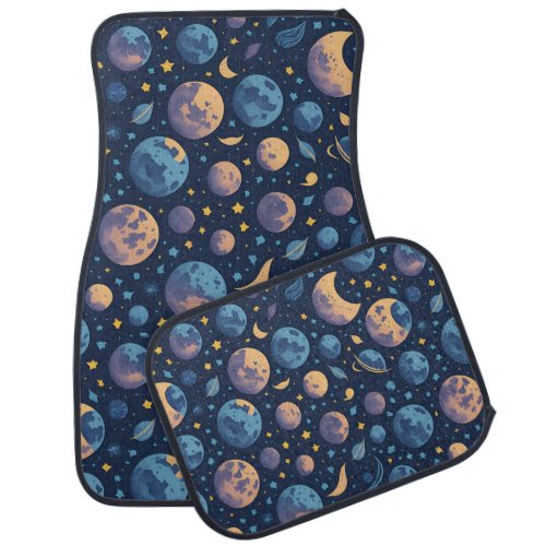 Colorful Space Themed Car Floor Mat