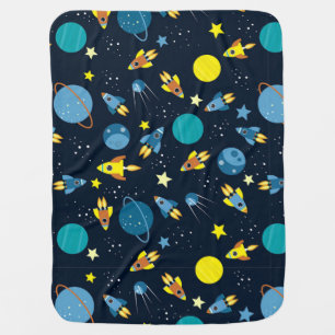 Colorful Space-Themed Pattern Baby Blanket