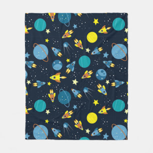 Colorful Space-Themed Pattern Fleece Blanket