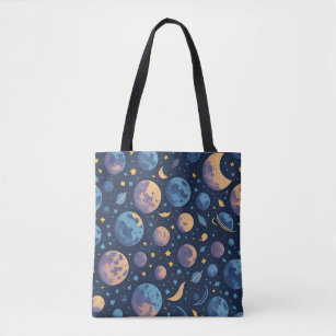 Colorful Space Themed Tote Bag