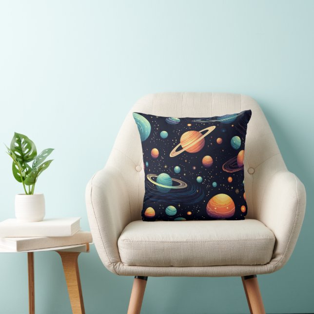 Colorful Space Throw Pillow (Chair)