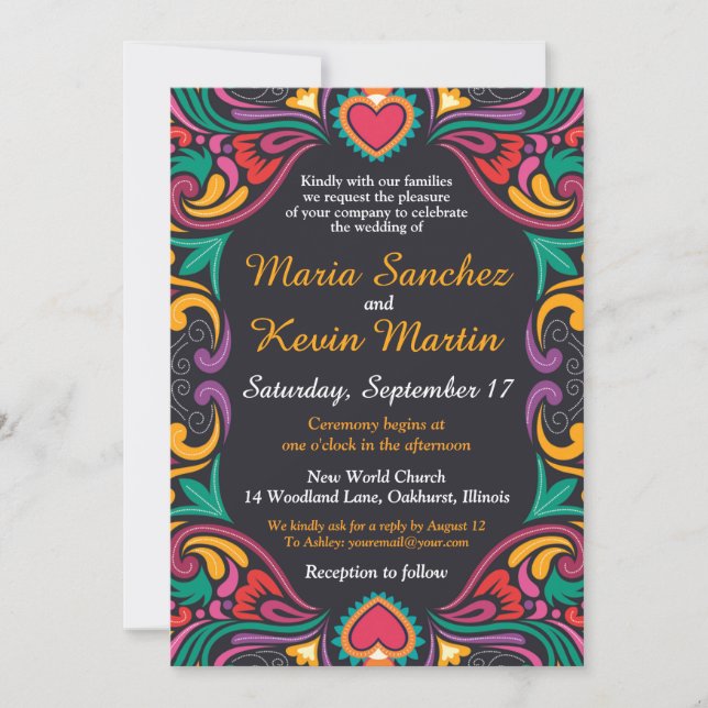 Colorful Spanish Border Wedding invitation (Front)
