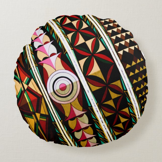 Colorful Spanish Ceiling Architecture Round Pillow (Front)