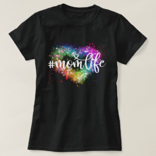 Colorful sparking glitter heart mom life T-Shirt