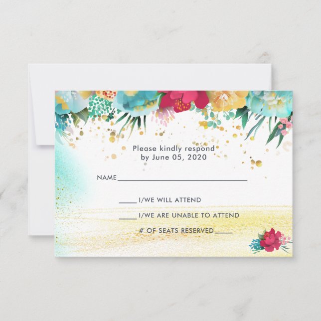 Colorful Sparkle Glitter RSVP Card (Front)