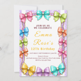 Colorful Sparkle Ribbon Party Invitation