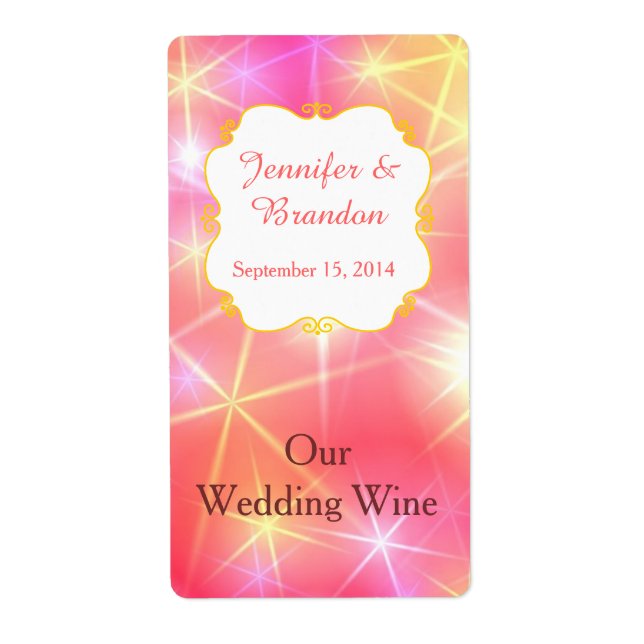 Colorful Sparkles Custom Wedding Mini Wine Label (Front)