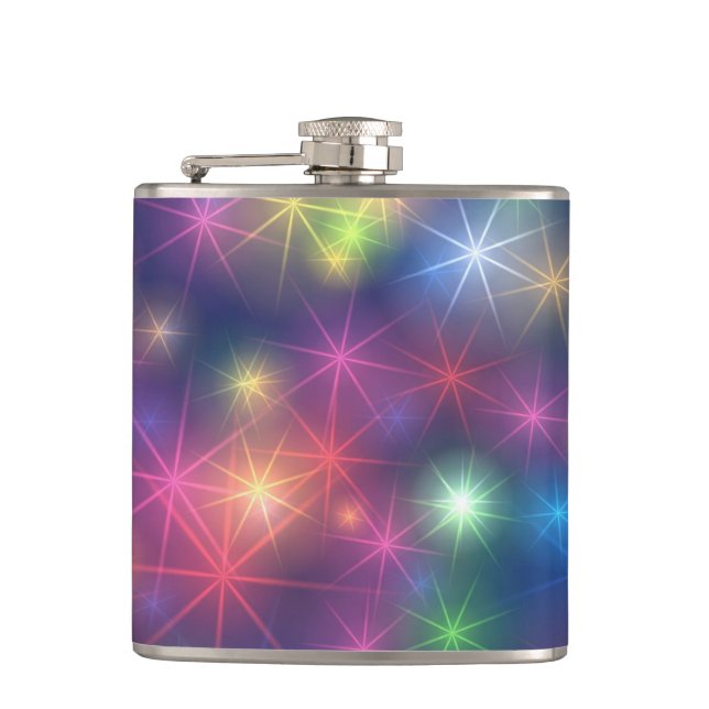 Colorful Sparkles Party Lights Flask (Front)