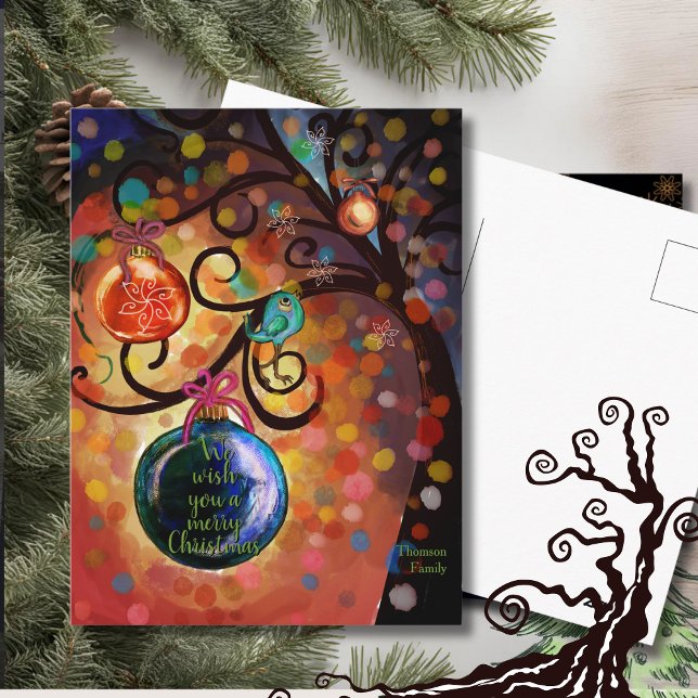 Colorful Sparkling Christmas Tree Art Postcard (Colorful Sparkling Christmas Tree Art Postcard)