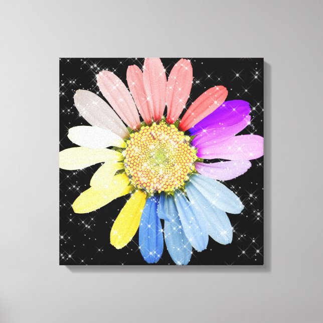 Colorful Sparkling Daisy Canvas Print (Front)
