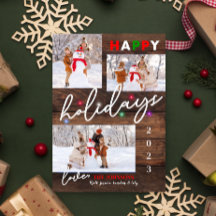 Colorful Sparkling Lights Happy Holidays Photocard