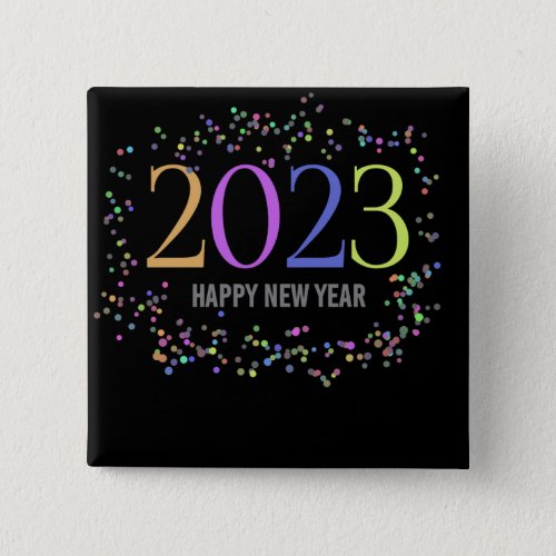 colorful sparkling shimmer 2023 new year button